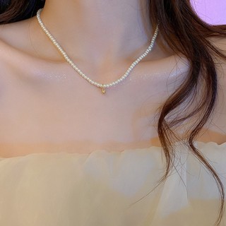 Ngọc trai Hàn Quốc hạt tròn nhỏ, mặt dây chuyền vòng cổ choker đơn giản, thời trang