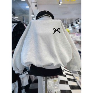Mẫu áo sweater mùa đông cổ tròn chất nỉ dài tay đẹp, ấm áp cho mùa lạnh- hình nơ đen xinh-THUBA