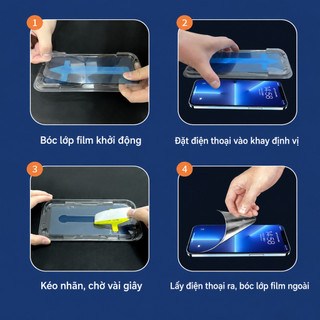 Kính cường lực HD chống nhìn trộm, chống ánh sáng xanh kèm miếng dán chống bụi cho iPhone 17 16 15 14 13 12 11 Pro Max