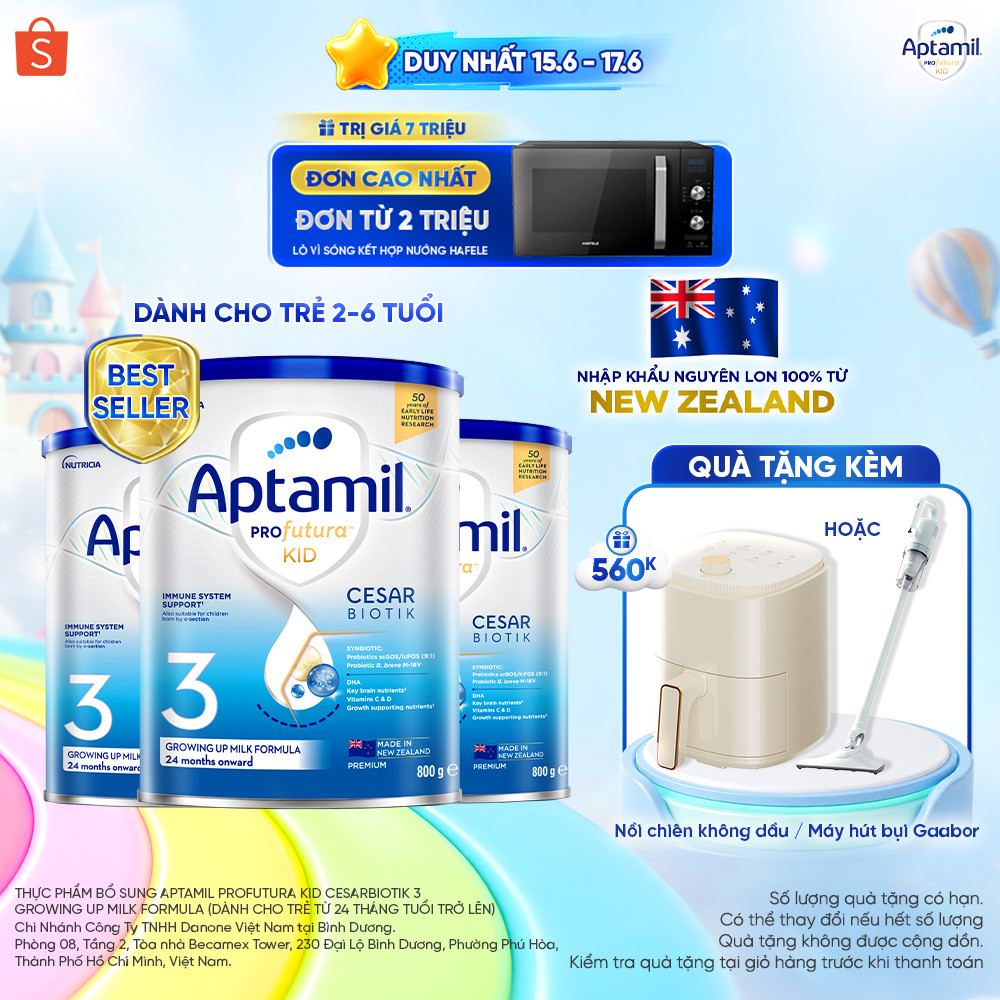 [MUA LÀ CÓ QUÀ] CB3 Sữa bột Aptamil Kid Cesarbiotik New Zealand số 3 - Synbiotic đặc chế