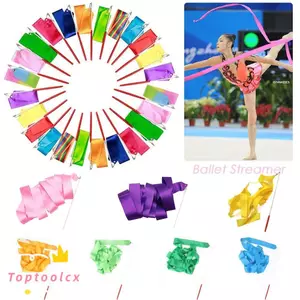 TOPTOOLCX Nhiều Màu Sắc Tập Gym Ruy Băng Cầu Vồng Dính Thể Dục Dụng Cụ Ruy Băng Ballet Streamer Nghệ Thuật Thể Dục Dụng Cụ Ruy Băng