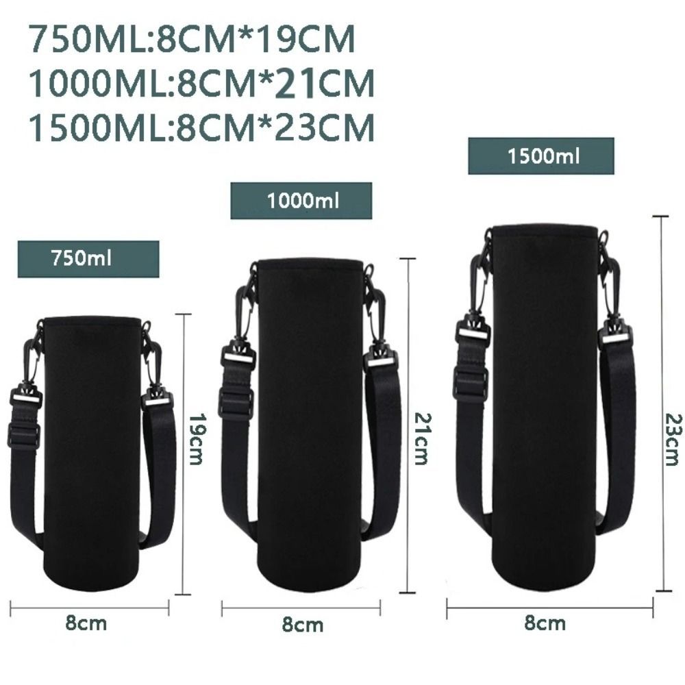 Giá đỡ chai nước YMIFI, Túi đựng chai cách nhiệt Neoprene màu đen, Túi đựng chai nước có dây đeo di động 750ML / 1000ML / 1500ML