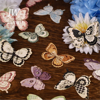 JIANWU Vintage Nhiều Màu Sắc Hoa Bướm Phong Cảnh Chất Liệu Cắt Dán Thêu Sò Nhãn Dán Sáng Tạo DIY Tạp Chí Văn Phòng Phẩm