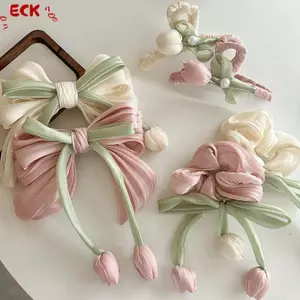 ECK Thời Trang Ngọt Ngào Ruy Băng Tóc Cho Nữ Bé Gái Dễ Thương Thanh Lịch Nơ Kẹp Tóc Tinh Tế sels Phụ Kiện Tóc Quà Tặng HOT