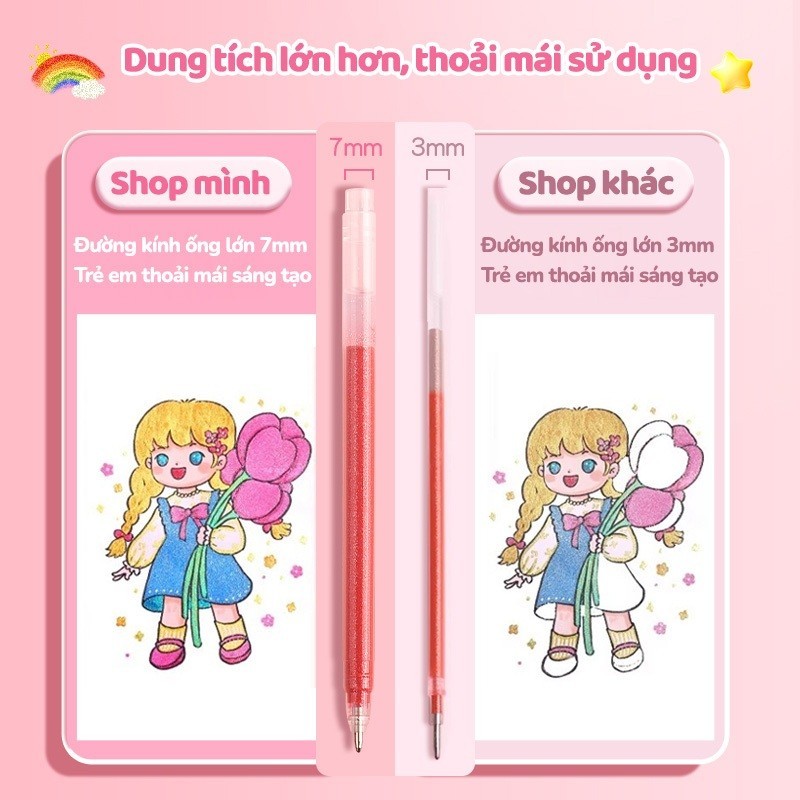 Bút Kim Tuyến, Đồ Dùng Học Sinh 12 Màu – Màu Sắc Tươi Sáng, Nhiều Màu, Viết Chữ Đẹp Mỗi Ngày