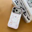 Ốp lưng iPhone kẻ sọc màu hồng Bichon Frise Puppy có bánh & Tulip Vỏ điện thoại chống rơi 2 trong 1 bảo vệ toàn thân cho iPhone16 Pro Max / 16PLUS / 16PRO / 17 / 15 14 13 12 11