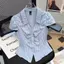 Áo sơ mi thiết kế ngắn tay polo sọc phong cách Preppy xếp ly mùa hè Phong cách mới Sweet Spicy All-Match Top