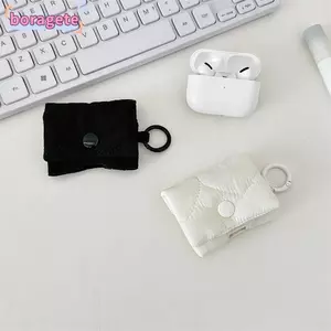 Túi đựng tai nghe BORAGETE, Tai nghe cáp dữ liệu nhẹ, Vải mềm dễ thương có khóa Ví đựng tiền xu cho AirPods