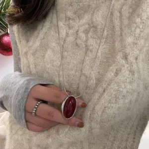PNPIA- Trang Sức Thời Trang Vintage Tính Khí Hình Bầu Dục Mặt Dây Chuyền Nelace Cho Nữ Dự Tiệc Quà Tặng Đơn Giản Thiết Kế Phụ Kiện
