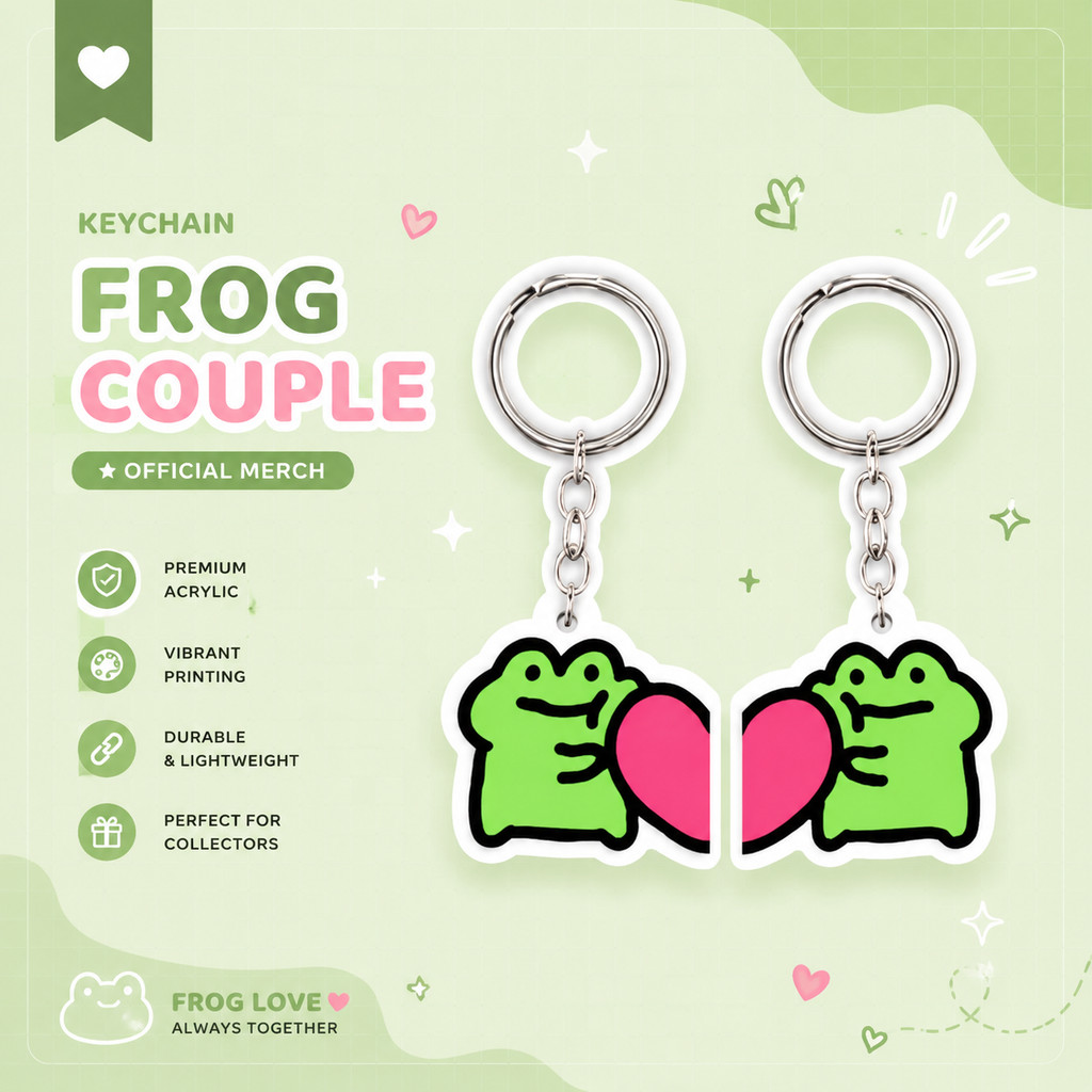 móc khoá cặp đôi couple ếch xanh đáng yêu