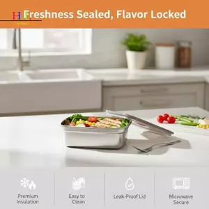 Hộp cơm trưa bằng thép không gỉ HL Hộp đựng thực phẩm chống rò rỉ kín Phong cách Bento để cắm trại Du lịch ngoài trời Bữa ăn chuẩn bị LMWU