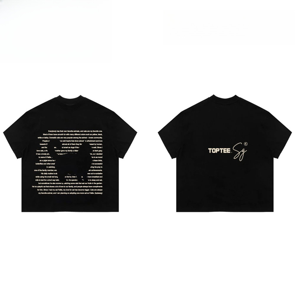 （Giao hàng 24h）Angela Áo thun form Boxy Chó Mèo chữ basic unisex nam nữ tay ngắn cổ tròn cotton 2 chiều dày dặn