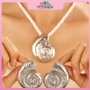 MYPANDA Thời Trang Kỳ Nghỉ Mùa Hè Đại Dương Ốc Viền Tai Nelace Dành Cho Nữ Tiệc Đi Biển Hợp Thời Trang Phóng Đại Bông Tai Trang Sức Bohemian.