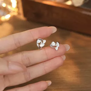 999 Bạc Kim Mai Bông Tai Lá Bông Tai Nữ Ánh Sáng Sang Trọng Cao Cấp Sang Trọng Cao Cấp Vòng Tròn Niche Thiết Kế Tai Xuyên 6.16