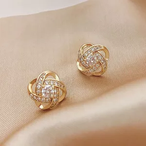 S925 Bạc Kim Sang Trọng Zircon Bông Tai Cỏ Bốn Lá Nữ Niche Thiết Kế Cao Cấp Thanh Lịch Bông Tai 6.16