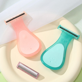 Phụ nữ dao cạo 3 lưỡi không đau loại bỏ lông kèm dải xà phòng, máy cạo lông chân nách bikini di động, da mịn màng