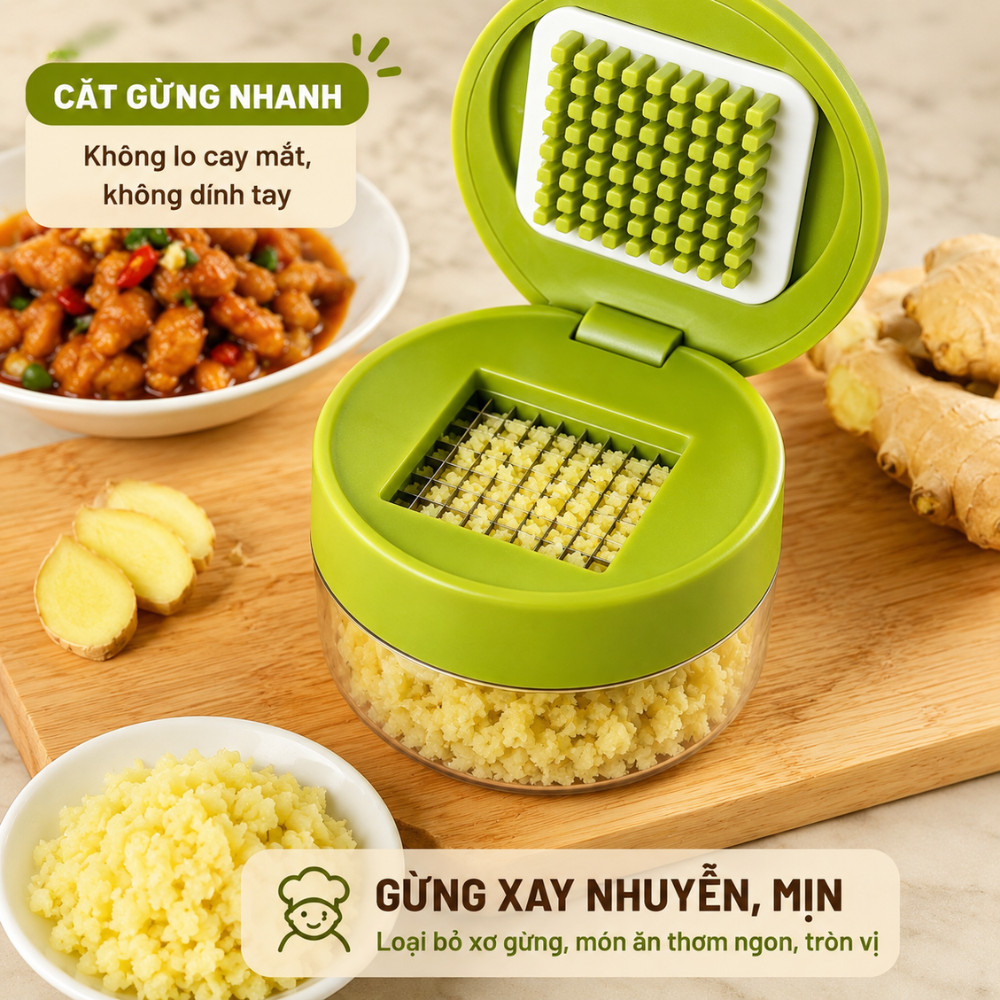 Dụng Cụ Băm Hành Tỏi Cầm Tay, Máy Cắt Tỏi Mini Tiết Kiệm Thời Gian Tiện Lợi