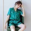 Phụ Nữ Pyjama Áo Cardigan Thanh Lịch Quần Short Tay Ngắn Thiết Kế Cắt Mỏng Cho Gia Đình Còn Lại Mặc Hàng Ngày Dịp