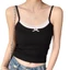 BRABRAA Spaghetti Dây Tank, Nơ Accent Spaghetti Dây Ren Cami Top, Ngọt Ngào Không Tay Slim Fit Ribbed Đan Bralette Top Mặc Ngoài