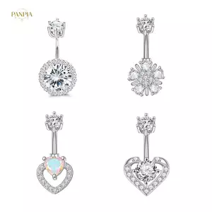 PNPIA- Thời Trang Pha Lê Zircon Bụng Nút Nhẫn Dành Cho Nữ Cô Gái Trái Tim Tinh Tế Bướm Rốn Nhẫn Cơ Thể Xuyên Trang Sức Quà Tặng