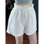 Phong cách Hàn Quốc Mùa hè Phong cách mới Nấm viền eo thun họa tiết rỗng quần short chữ a thông thường