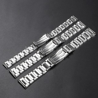 Dây đeo đồng hồ bằng thép không gỉ 3 hạt 12-24mm Khóa gấp đa năng Dây đeo đồng hồ kim loại Nam Nữ Dây đeo cổ tay kinh doanh