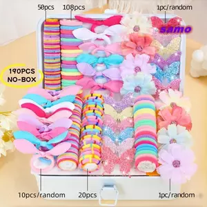 Dây buộc tóc SAMO, Bộ phụ kiện tóc thun lấp lánh cho bé gái, Hoa đầy màu sắc Bướm liền mạch Đuôi ngựa giữ kiểu tóc cho trẻ em