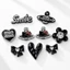 Set Charm Hello Kitty Đen Đính Đá Cao Cấp Black Elegance Crystal Luxury Collection Phụ Kiện Trang Trí Dép Sang Trọng