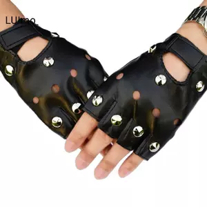 LUImo Da Ngón Găng Tay Ngắn Đinh Tán Stud Nửa Ngón Găng Tay Thời Trang SBS