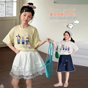 Áo thun ngắn tay cho bé gái Mùa hè Phong cách mới Trẻ em Phim hoạt hình ba chiều in hình dáng rộng