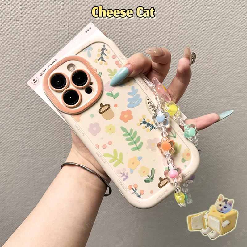 Ốp điện thoại silicon có dây buộc hoa cho iPhone 14 13 12 11 15 16 17 Pro Max XR Xs Max 7 Plus