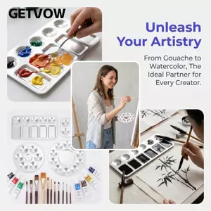 GETVOW 4 Bảng Sơn, Bảng Trộn Đánh Bóng Nhiều Kích Thước, Dễ Dàng Làm Sạch Kim Loại Chắc Chắn Mịn Bên Trong Nhôm Tròn Nghệ Thuật Khay Màu Nước Trộn
