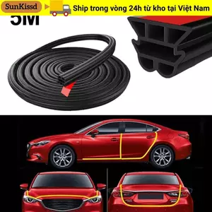 SUNKISSD 5M Seal Strip Cửa ô tô, Dải niêm phong mui xe cao su cách âm, cách nhiệt chống gió Chống bụi Thân xe ô tô