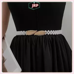 JRP Nữ Ngọc Trai Dây Xích Ngọc Trai Kẻ Sọc Kim Cương Dây Đàn Hồi Có Eo Trang Trí Thắt Lưng Mỏng Đính Hạt Dây Đàn Hồi JRP