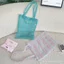 Túi đeo vai Organza kẻ sọc màu tím nhạt Sợi trong suốt Chất lượng văn học Cô gái đi làm Túi sức chứa lớn