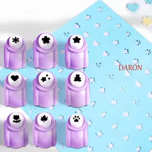 DARON Mini Giấy Puncher Rời Lá Tím Tông Đơ Giấy Thủ Công DIY Dụng Cụ Thêu Sò Mẫu Giáo Dập Nổi Đấm