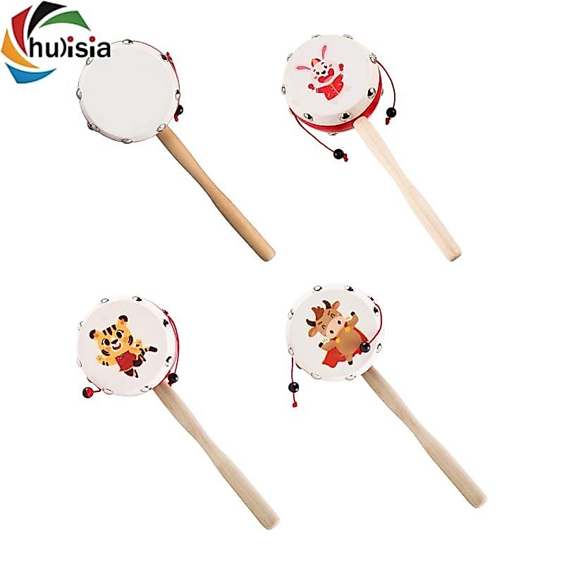 chulisia Trống Tay Trẻ Em Tập Đi Bằng Gỗ Nhạc Lục Lạc Mini Bộ Gõ Nhạc Cụ Bé Trai Bé Gái Trẻ Sơ Sinh Lắc Đồ Chơi Lục Lạc Trống Đồ Chơi