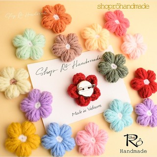 Ghim cài áo hoa len năm cánh hạt bắp dễ thương 4cm|Pin, trâm cài balo, cặp,huy hiệu|Shop Rô Handmade