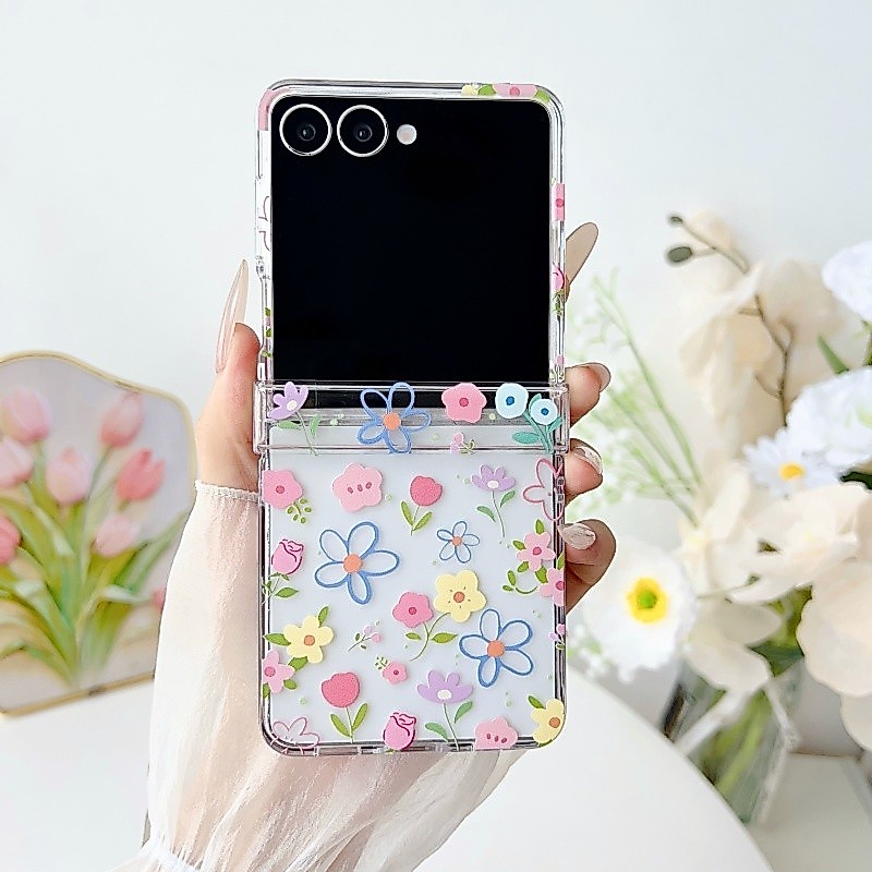Thích Hợp Cho Samsung Galaxy ZFlip7 5G Đường Trong Suốt Hoa Tươi Và Tinh Tế Vỏ Điện Thoại ZFlip5 Zflip6 Dây Gấp Vỏ Cho zflip4 N3Flip MixFlip 2 Vỏ Bảo Vệ Cứng