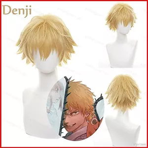 YB1 Man-Denji Tóc Giả Cosplay Vàng Ngắn Xoăn Lông Tơ Anime Trang Phục Halloween BY1