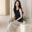 Phụ Nữ Mở Trước Áo Vest Không Tay Quần Dài Pyjama Bộ Có Tích Hợp Áo Ngực Rời Loungewear Cho Nghỉ Trong Nhà Và Thường Ngày Ngoài Trời Đi Chơi