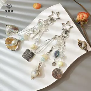 Cảm giác nâng cao Y2K Vỏ ốc sên Hạt cá Móc khóa Túi xách thời trang Mặt dây chuyền Hạt Vòng chìa khóa Phụ kiện trang sức Quà tặng cho bé gái [Mina]