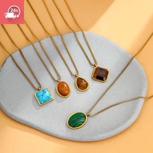Vòng cổ nữ bằng thép không gỉ nhỏ và cao cấp mạ vàng ngọc lam đa năng bằng thép titan