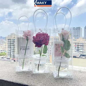 MAKY PVC Túi Đựng Hoa Gian Hàng Túi Đựng Hoa Trong Suốt Túi Tote DIY Đơn Giản Cốc Hoa Đơn Cửa Hàng Hoa Ngủ VN