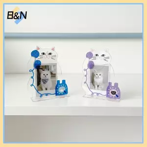 Khung ảnh mèo Acrylic 3 Inch B & N Màn hình để bàn hình mèo con dễ thương cho người yêu thú cưng Bộ sưu tập quà tặng tại nhà.