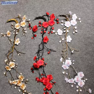 Bluelover Đẹp Thêu Hoa Mai Miếng Dán Sắt / May Trên Táo Motif Thủ Công Mới