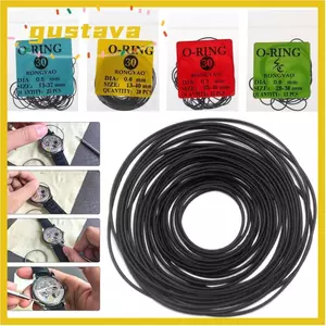GUSTAVA 1 Gói Vòng chữ O cao su, Dụng cụ sửa chữa Vòng đệm đồng hồ 0,5 / 0,6 / 0,7 / 0,8mm, Cao su chống nước bằng cao su bền bỉ cho thợ đồng hồ