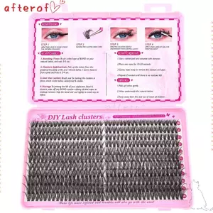 Lông mi giả AFTEROF, Phong cách Wispy Kiểu dáng tự nhiên Lông mi giả chồn, Thiết kế cụm lâu trôi Bond và Seal DIY Lash Extension Kit Eye Lash Extension