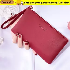 Túi đựng tiền xu ESSENCEH Túi Zip da PU thời trang