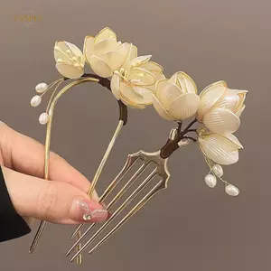PNPIA- Kẹp Tóc Hợp Kim Vintage Thanh Lịch Thiết Kế Mộc Lan Phụ Kiện Tóc Kiểu Tóc Tăng Cường Trang Trí Mũ Hairb